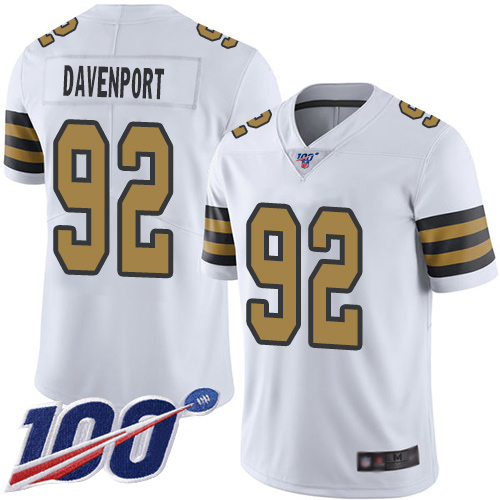 Men New Orleans Saints Limited White Marcus Davenport Jersey NFL Football #92 100th Season Rush Vapor Untouchable Jersey